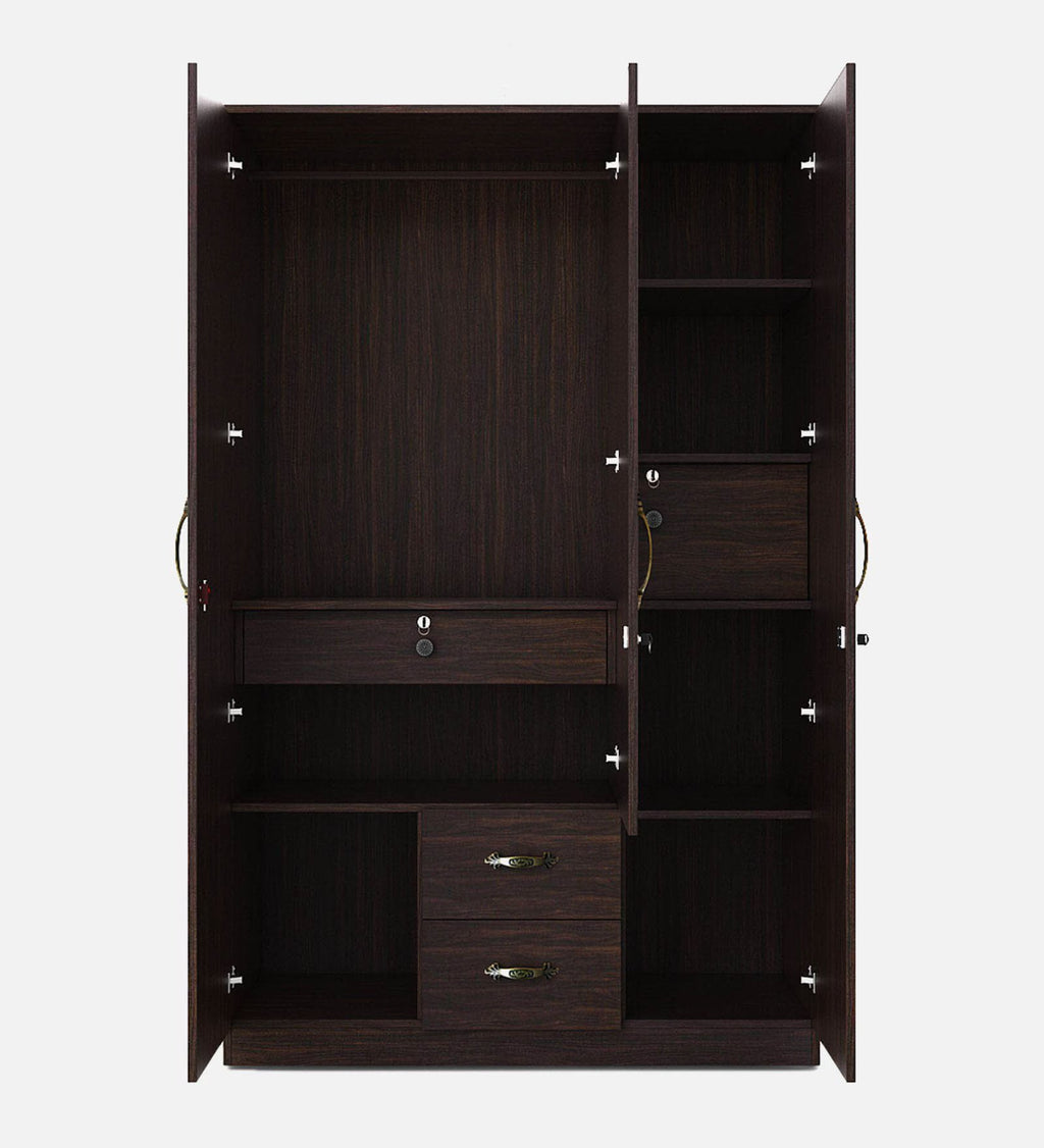 Choco Walnut Mirrorlux 3-Door Wardrobe