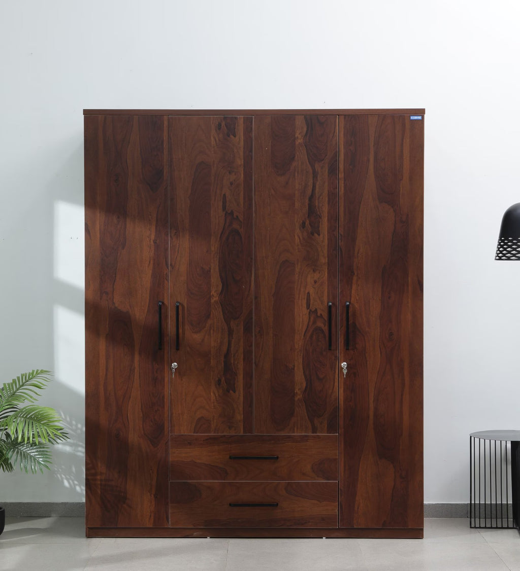 Sheesham Woodgrain Lauren 4-Door Wardrobe