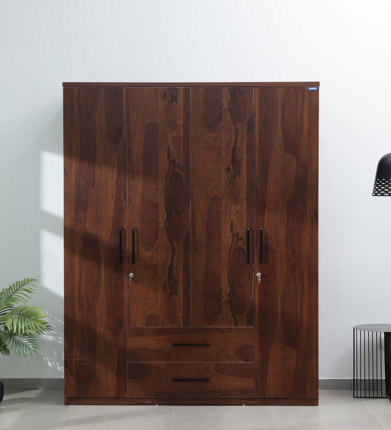 Sheesham Woodgrain Lauren 4-Door Wardrobe