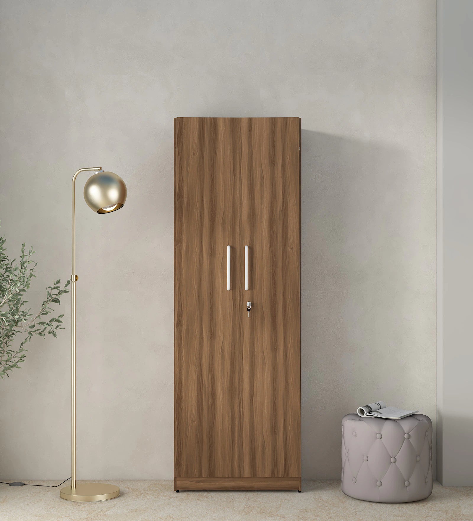 Akazia Brown Secure 2-Door Wardrobe