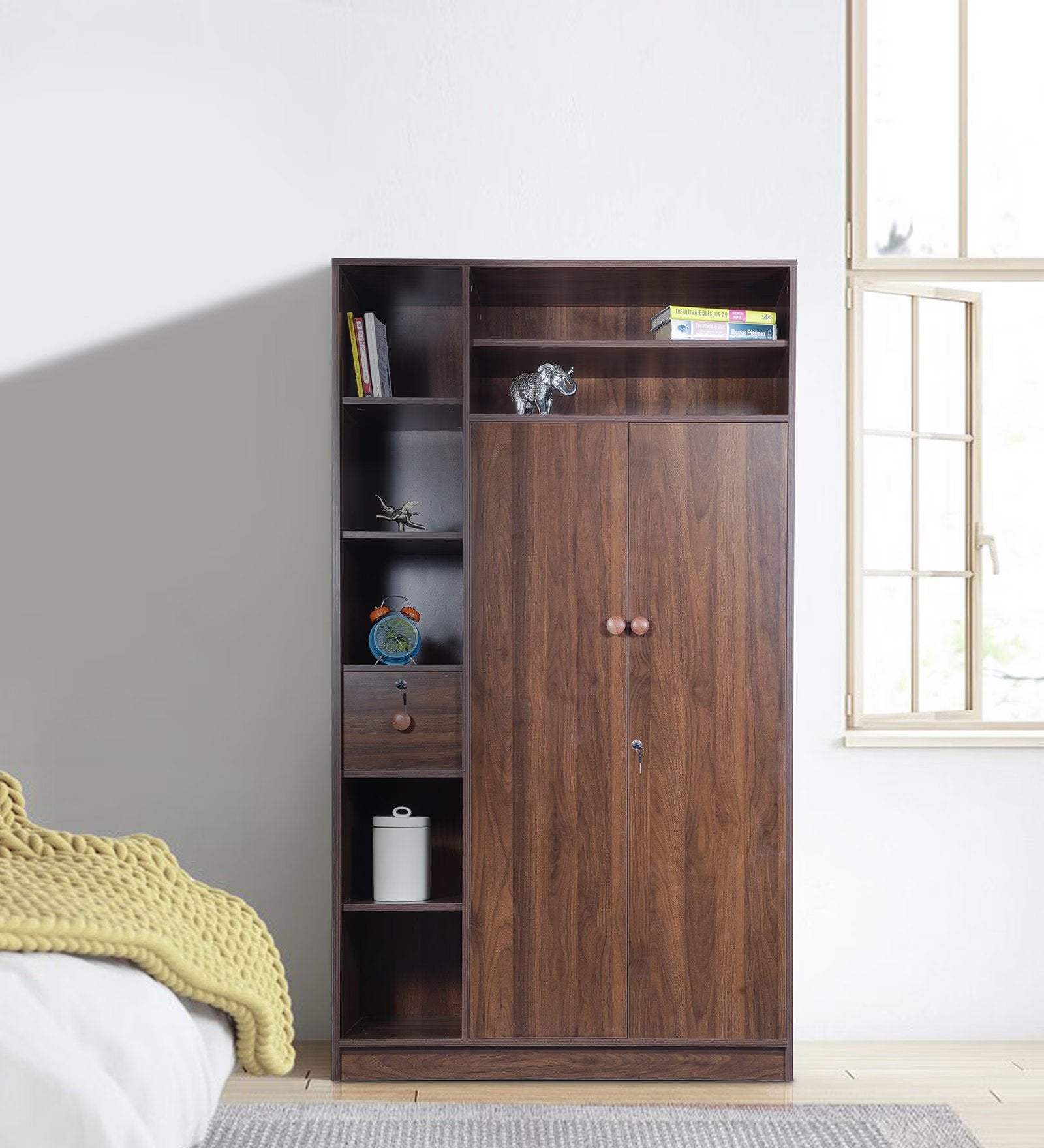 Walnut Woodland 2-Door Wardrobe