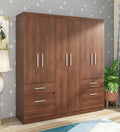 Walnut Rigato Grand 6-Door Wardrobe with Dual Drawers