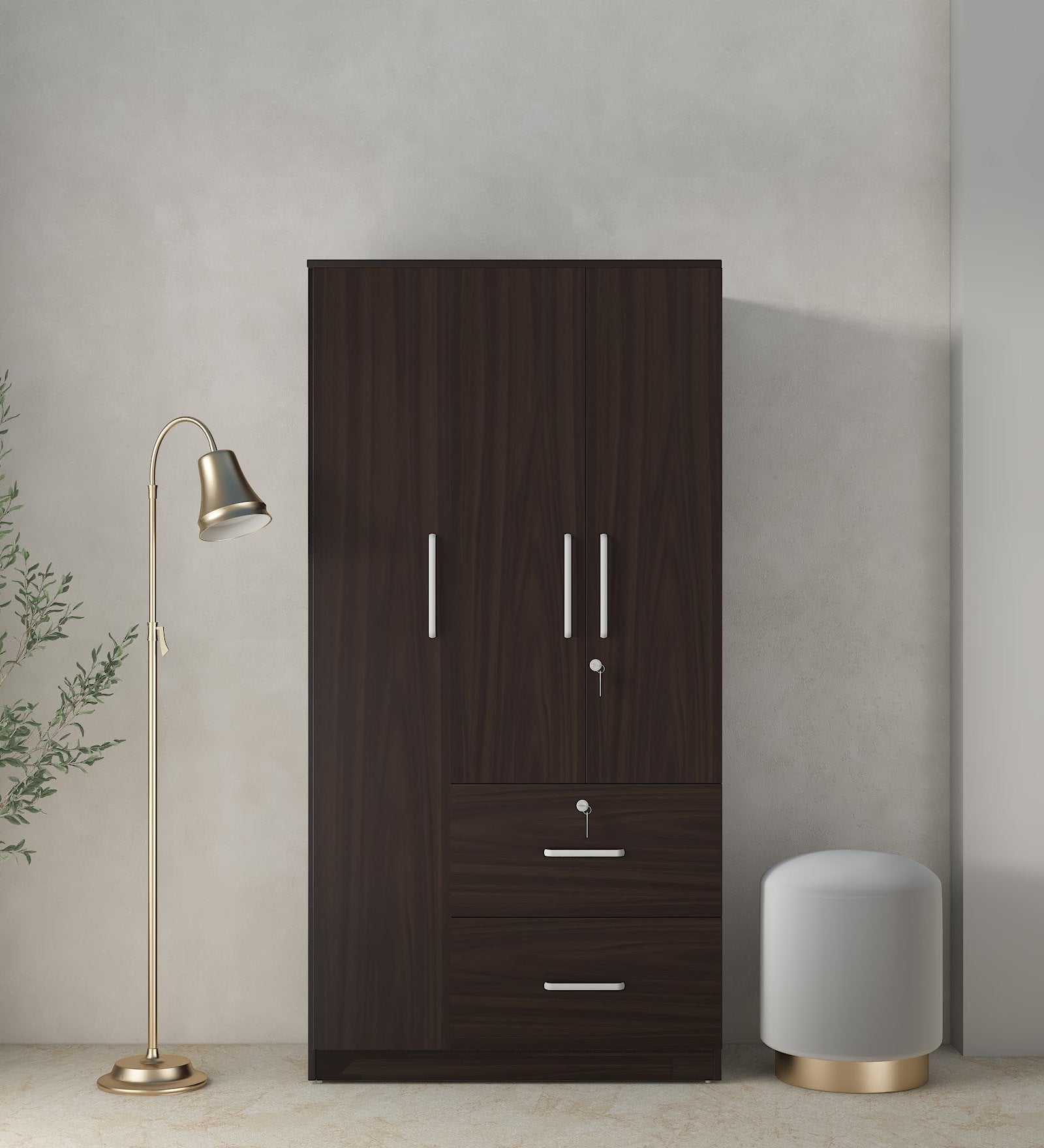 Urban Walnut Secure 3-Door Wardrobe