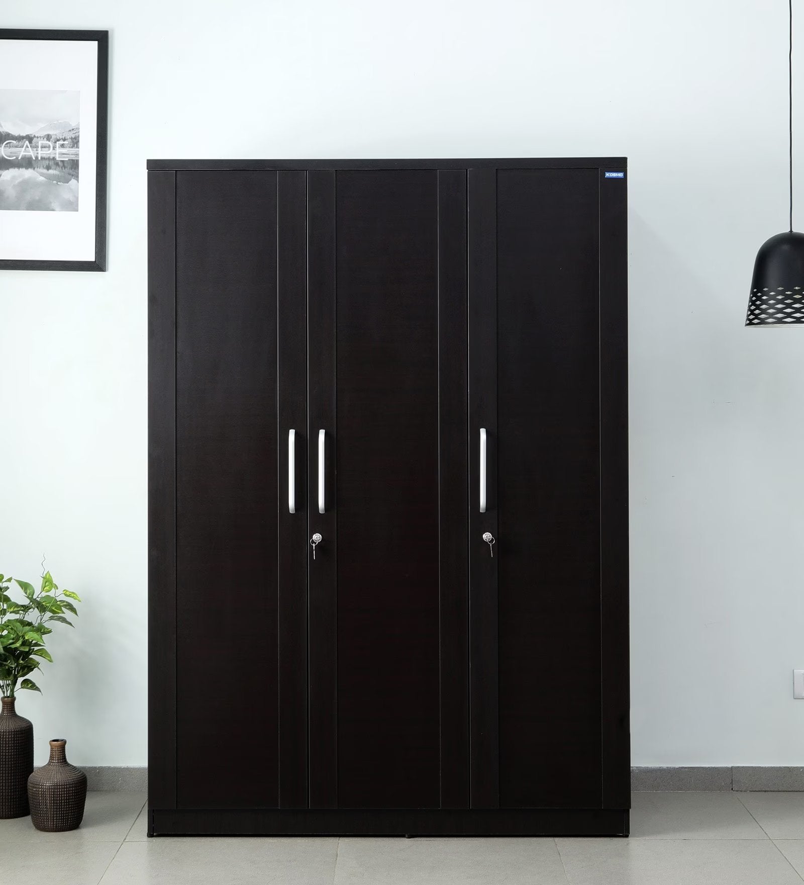 DarkGrain Woodgrain 3-Door Wardrobe