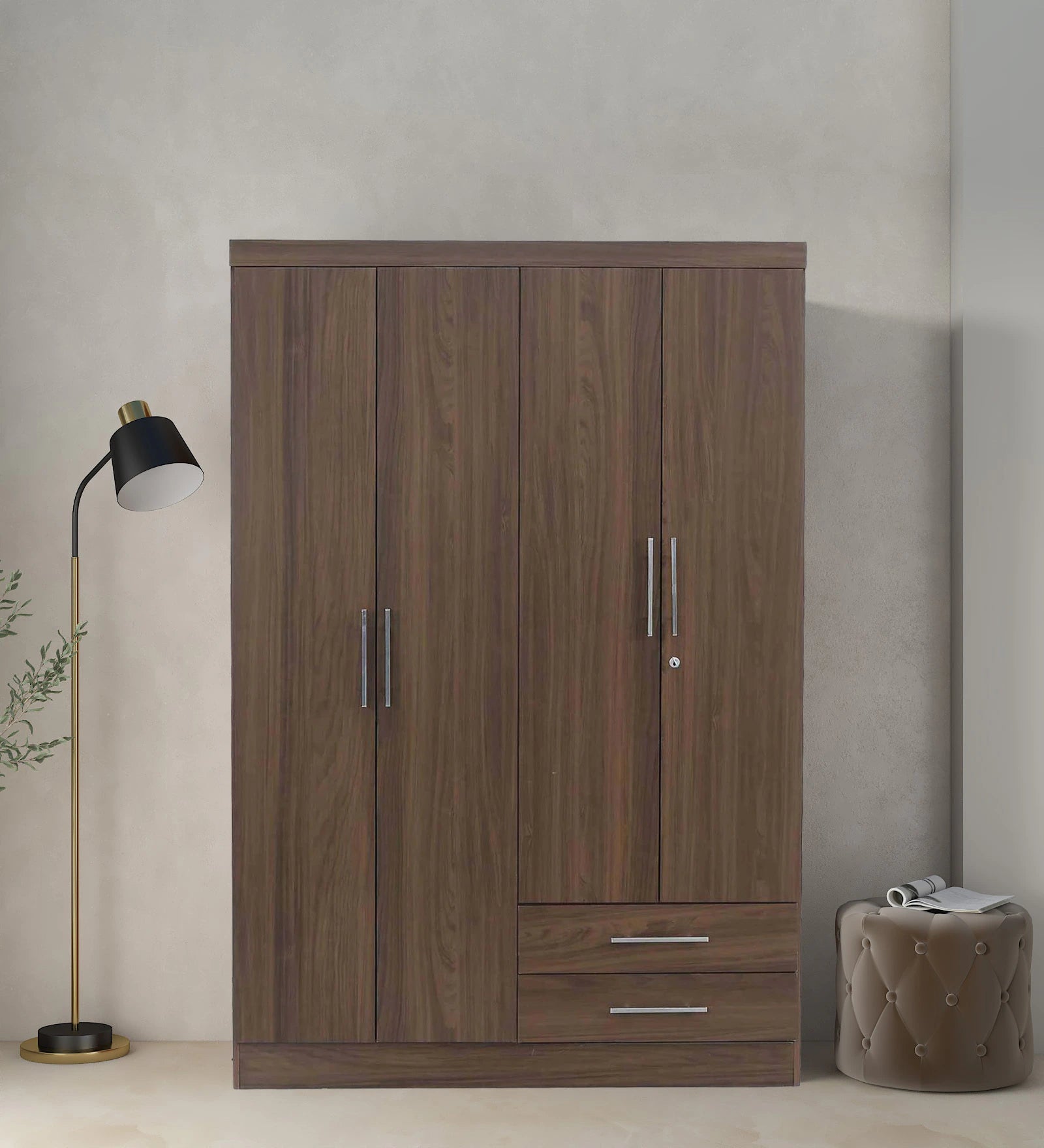 Light Walnut Secure Haven 4-Door Wardrobe