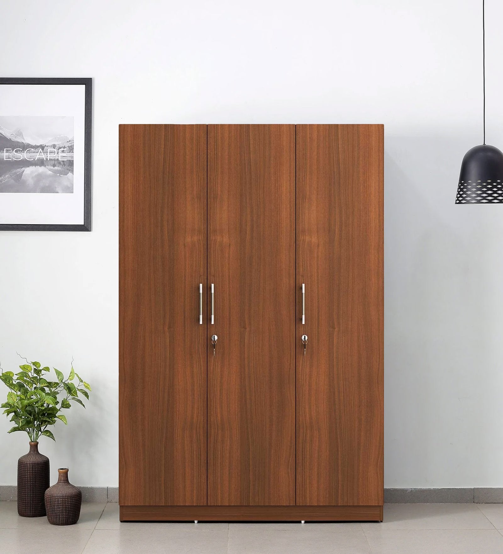 Walnut Elegance 3-Door Wardrobe