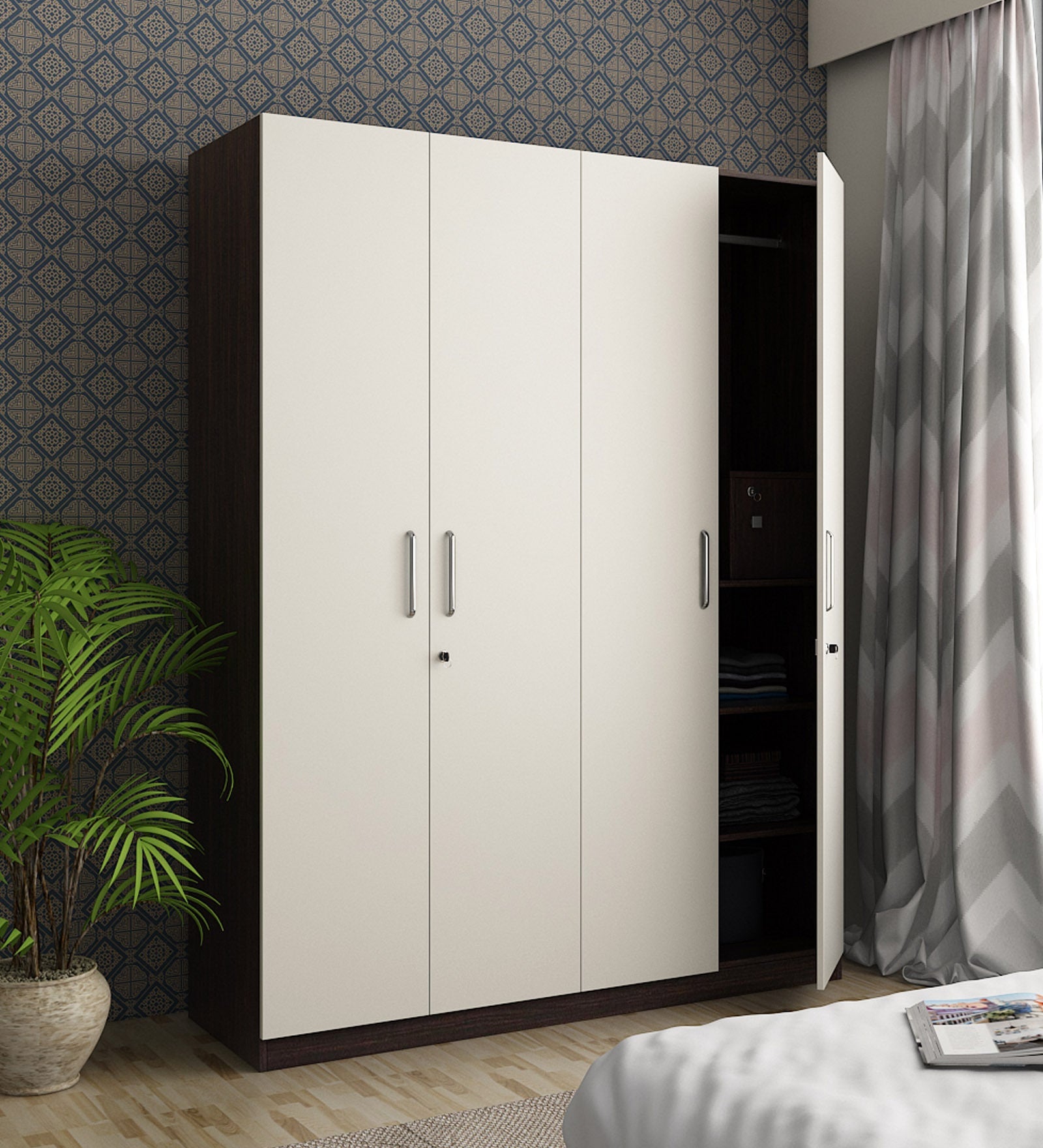 Frosty White Haven 4-Door Wardrobe