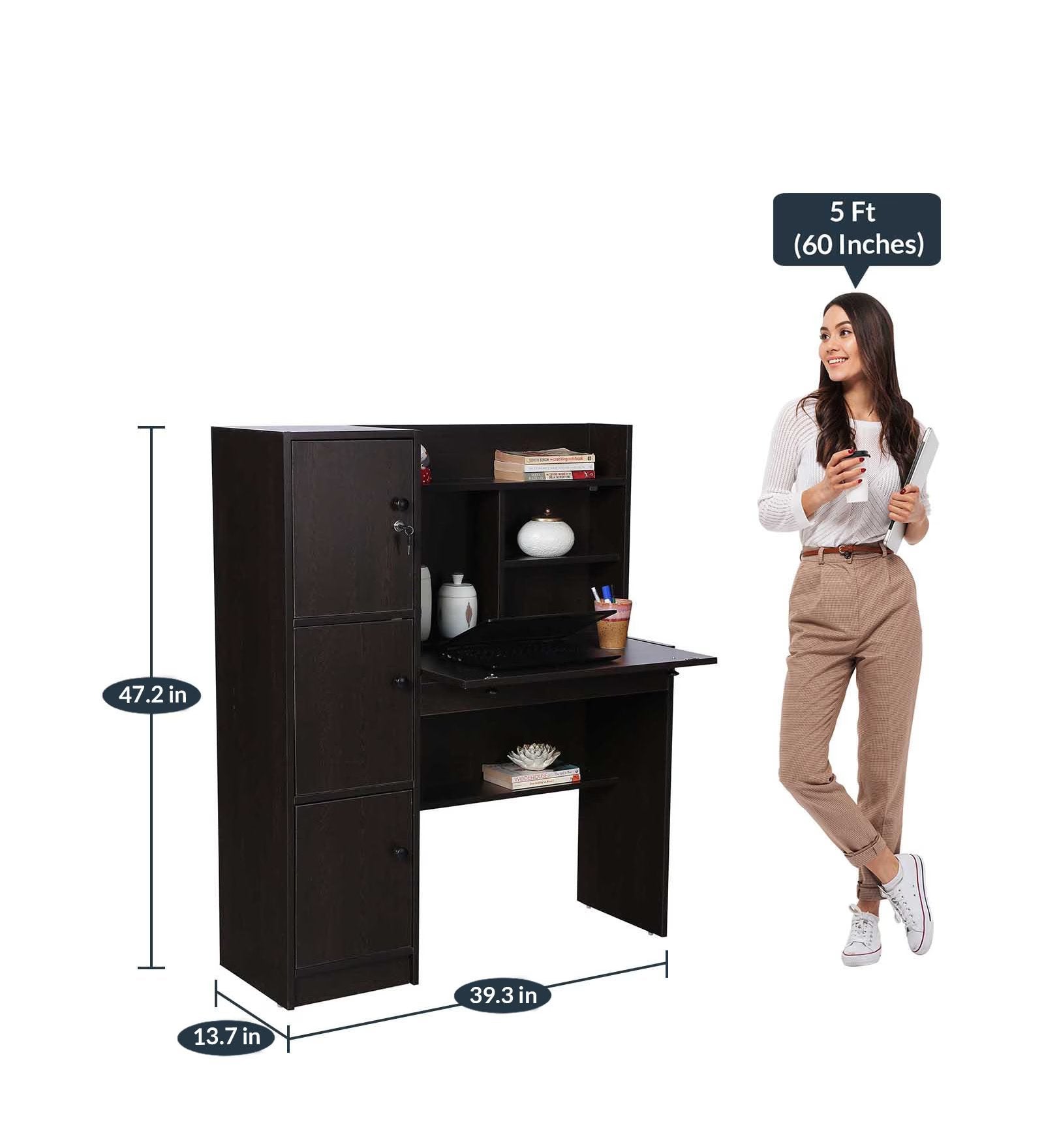 Wenge Elegance Desk with Hutch