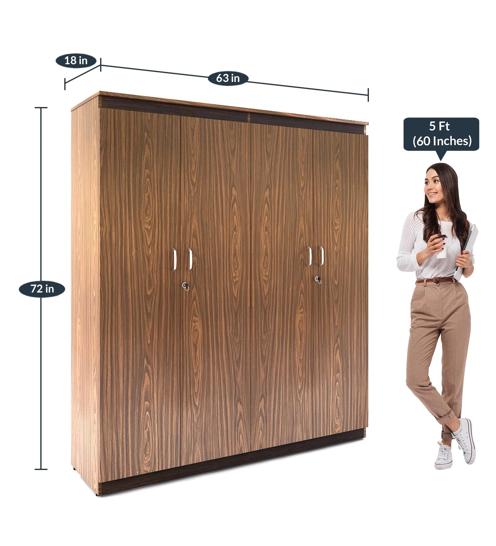 Desert Walnut Grande 4-Door Wardrobe