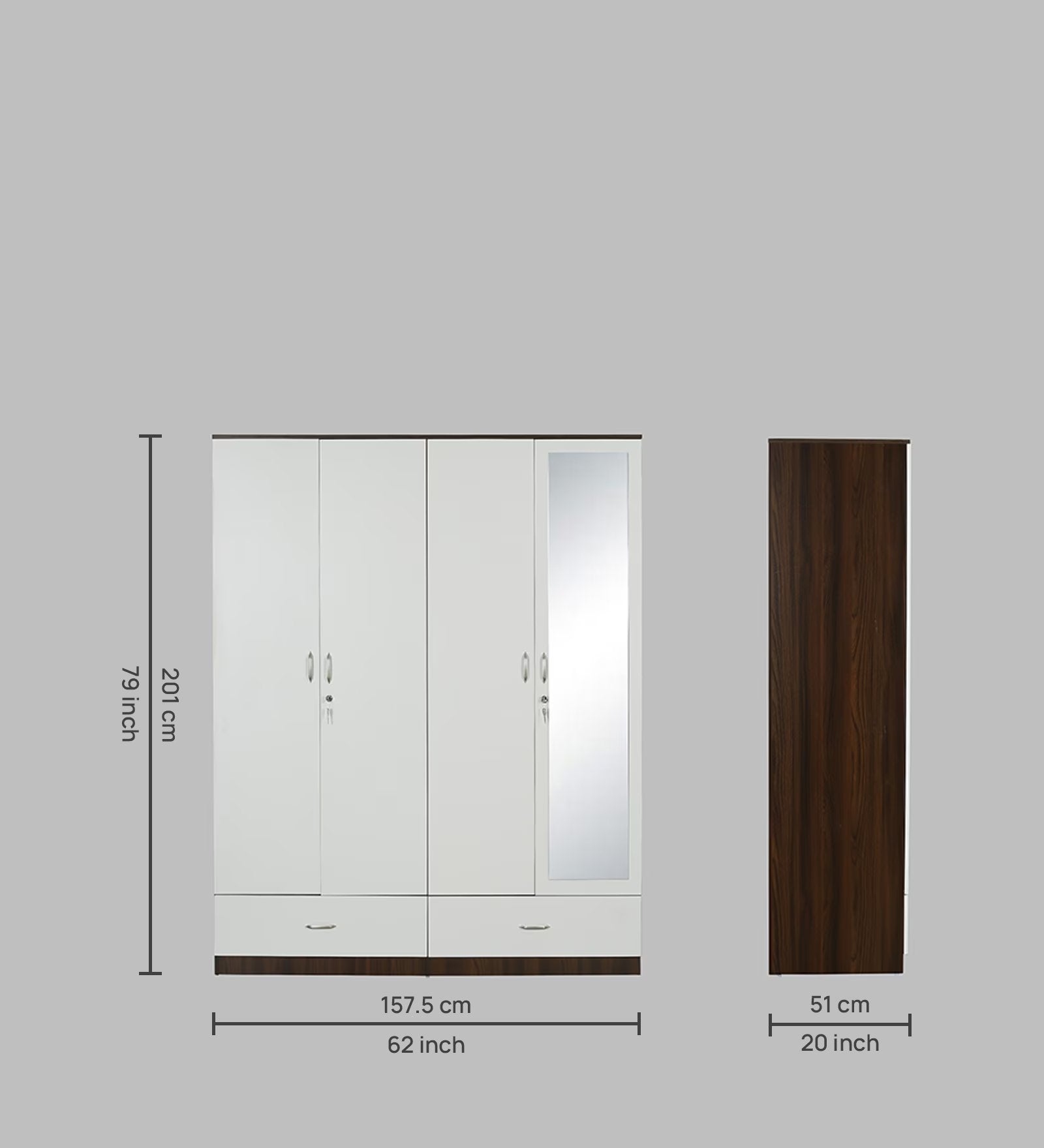 White Harmony 4-Door Wardrobe with Reflect
