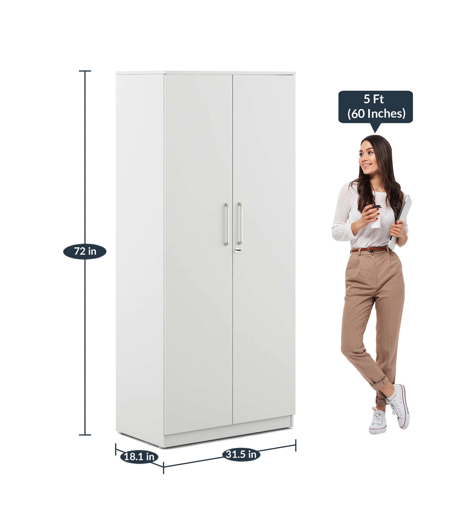 Frosty White Alpine 2-Door Wardrobe