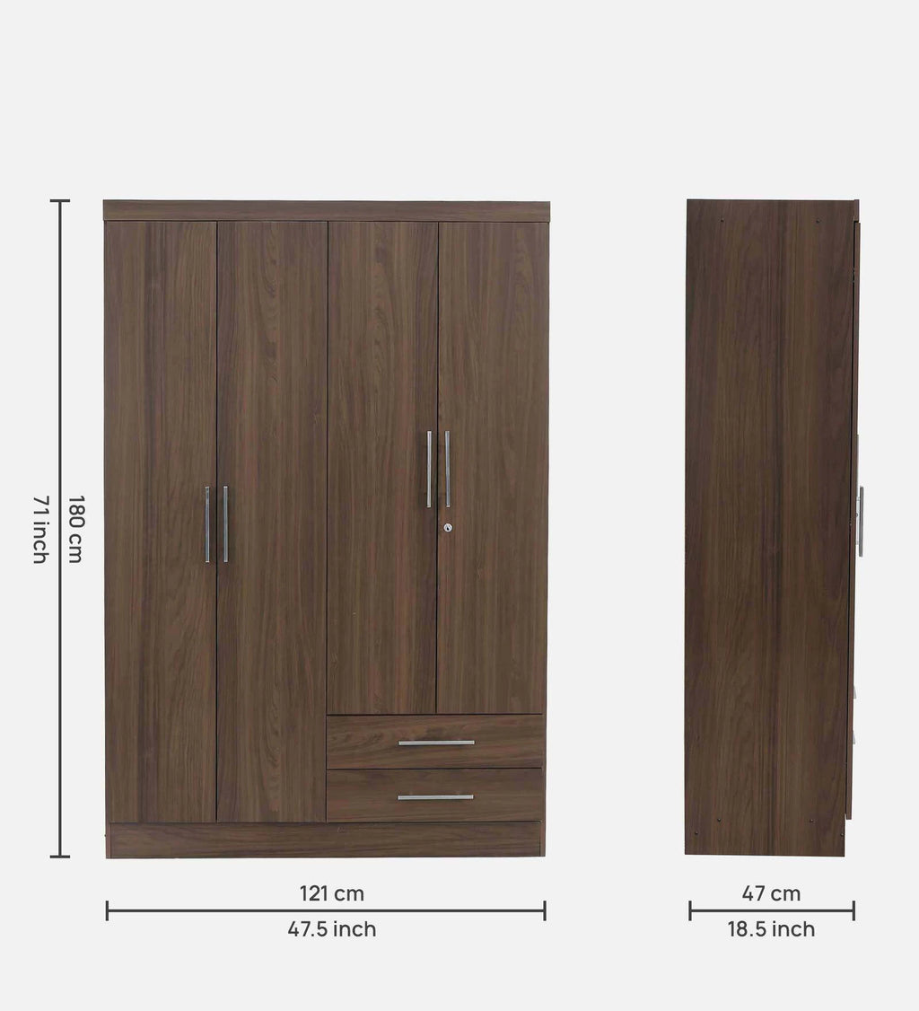 Light Walnut Secure 4-Door Wardrobe