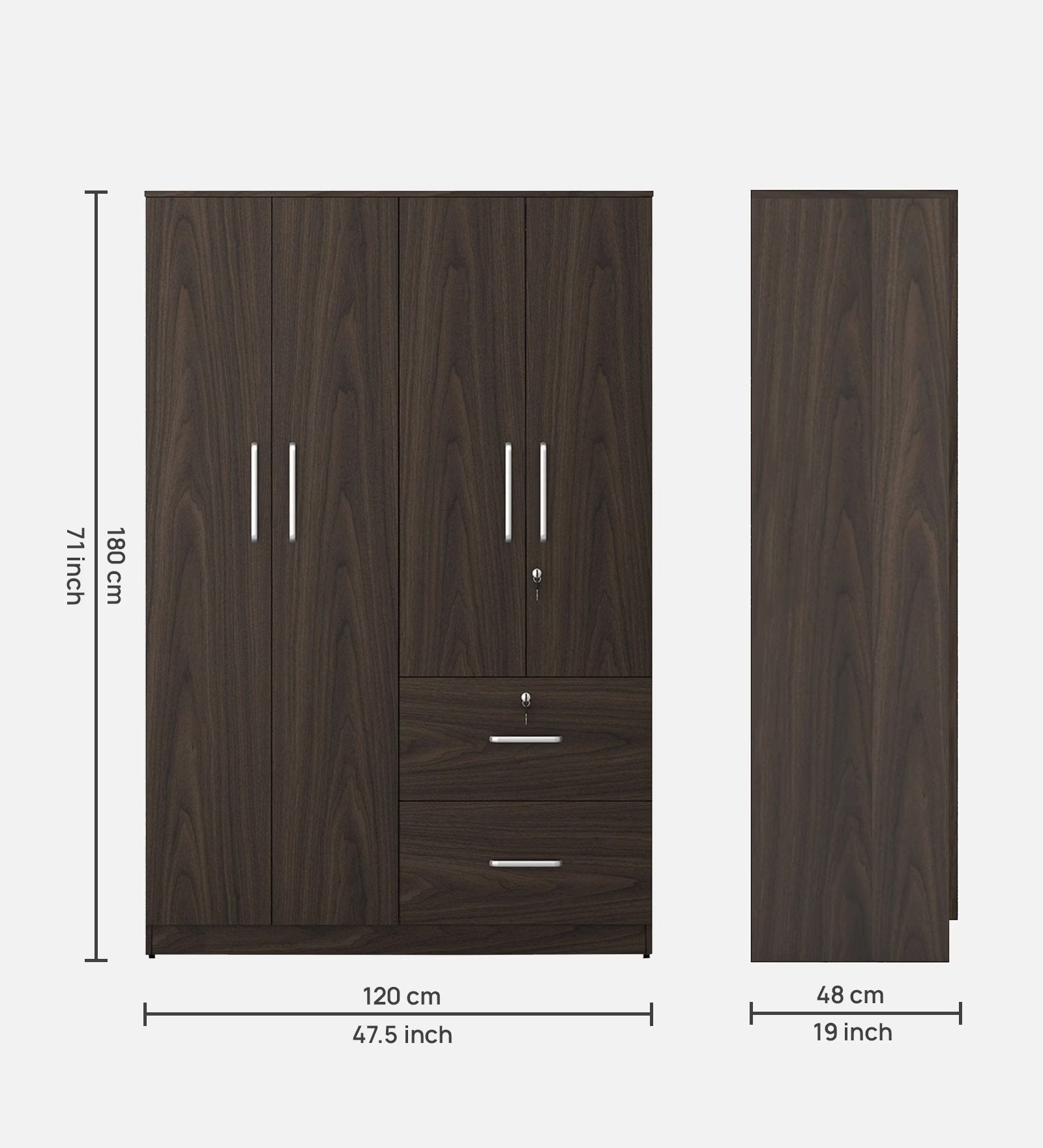 Urban Walnut Secure 4-Door Wardrobe