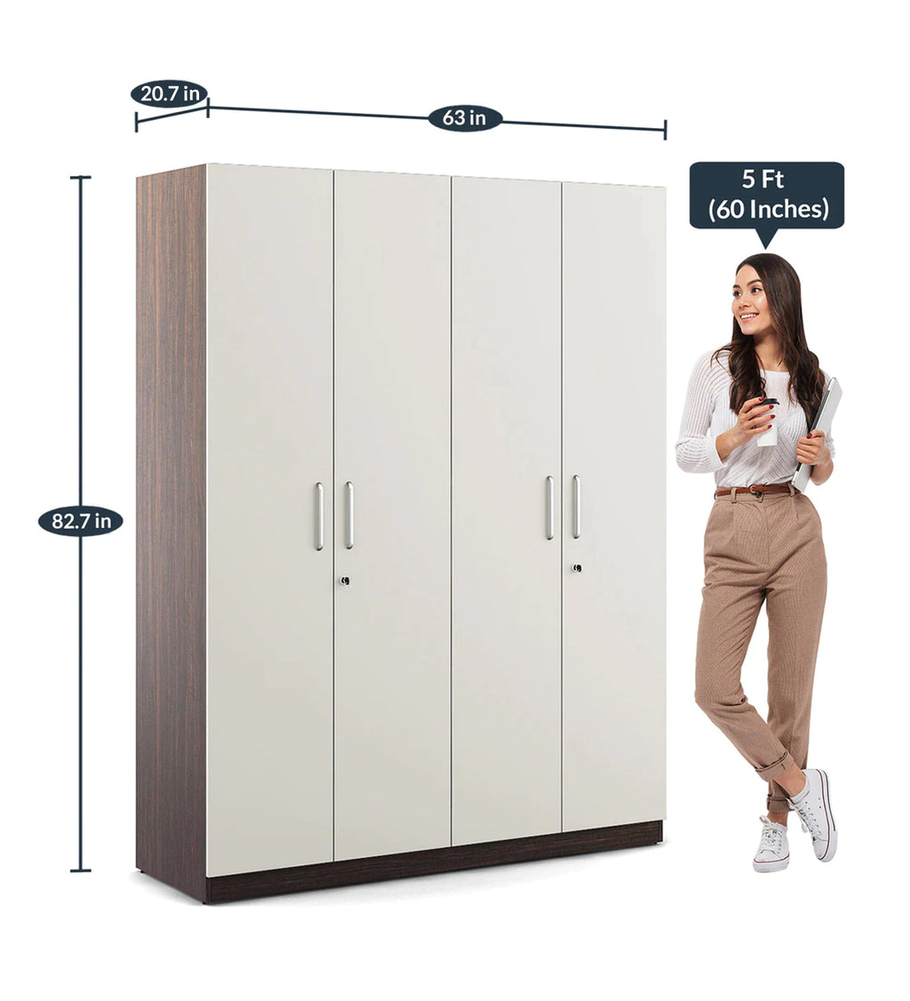 Frosty White Haven 4-Door Wardrobe