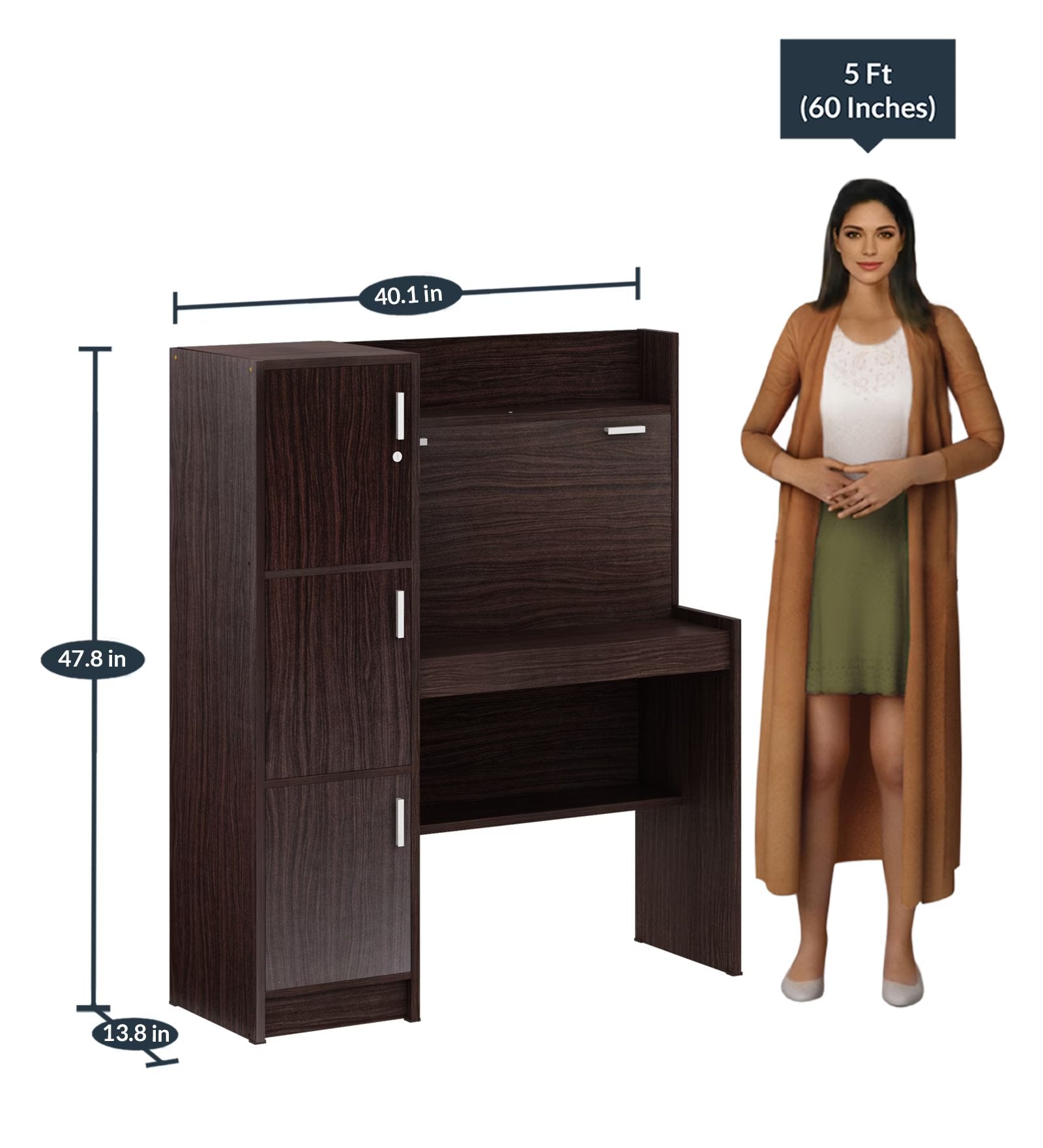 Dark Brown Elegance Desk with Hutch