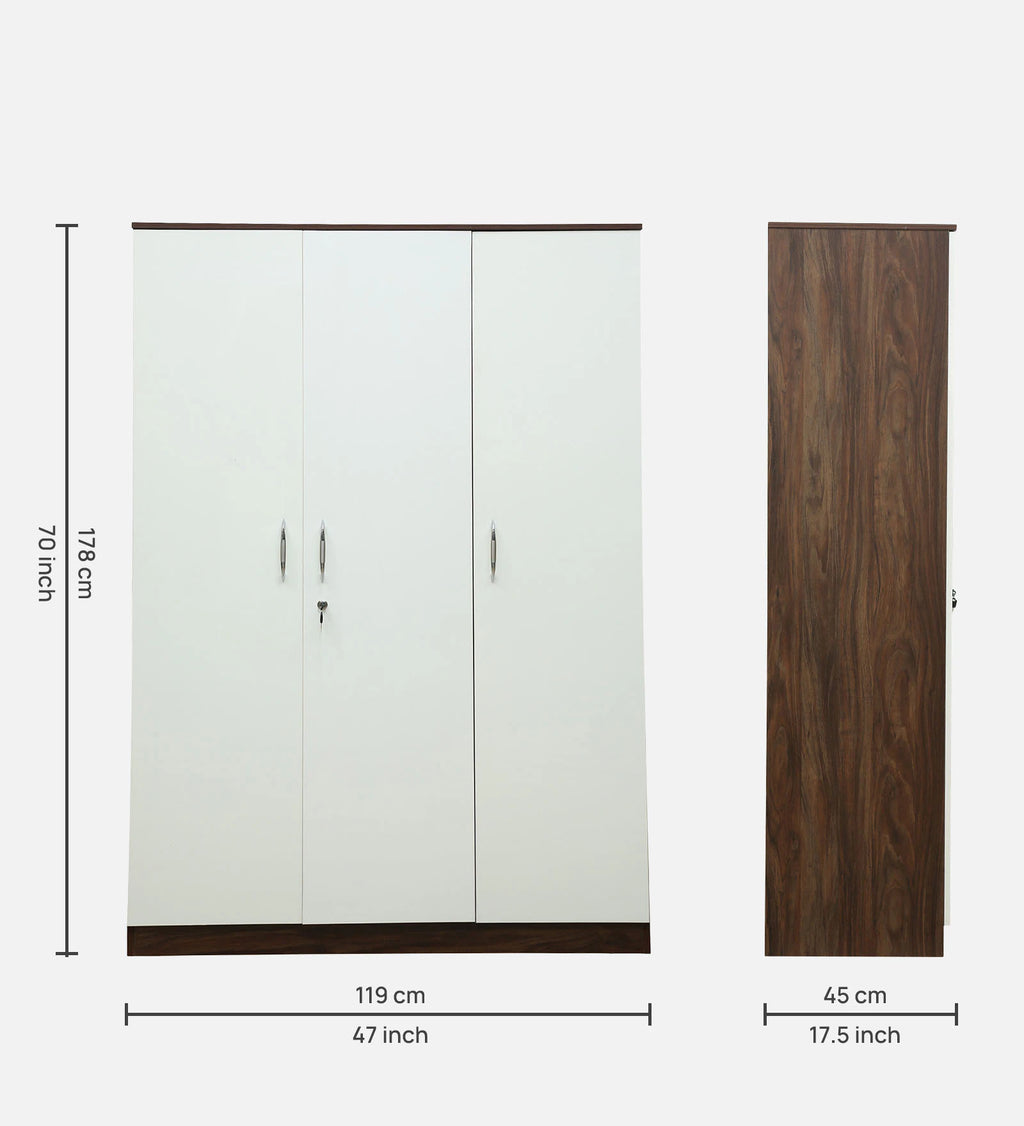 Larry 3 Door Wardrobe In Ivory & Wenge Finish,