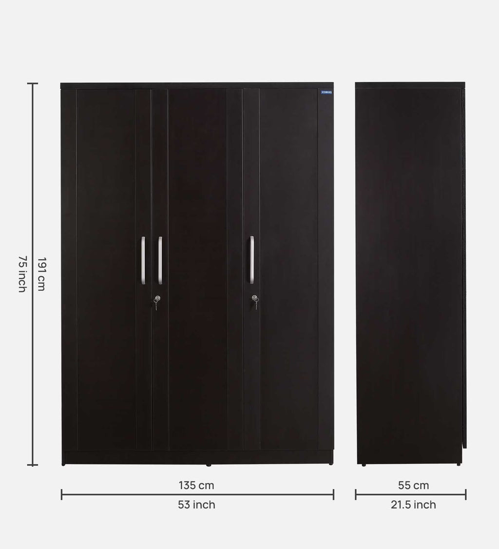 DarkGrain Woodgrain 3-Door Wardrobe