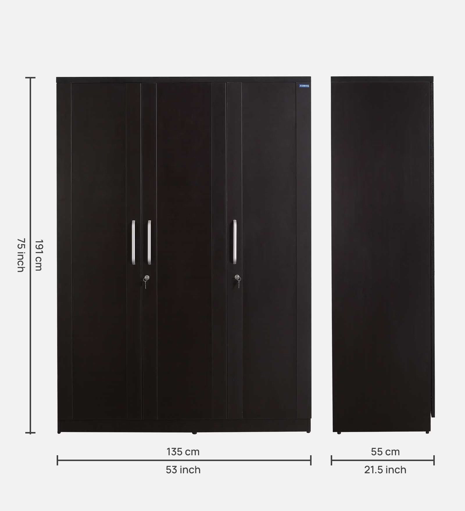 DarkGrain Woodgrain 3-Door Wardrobe