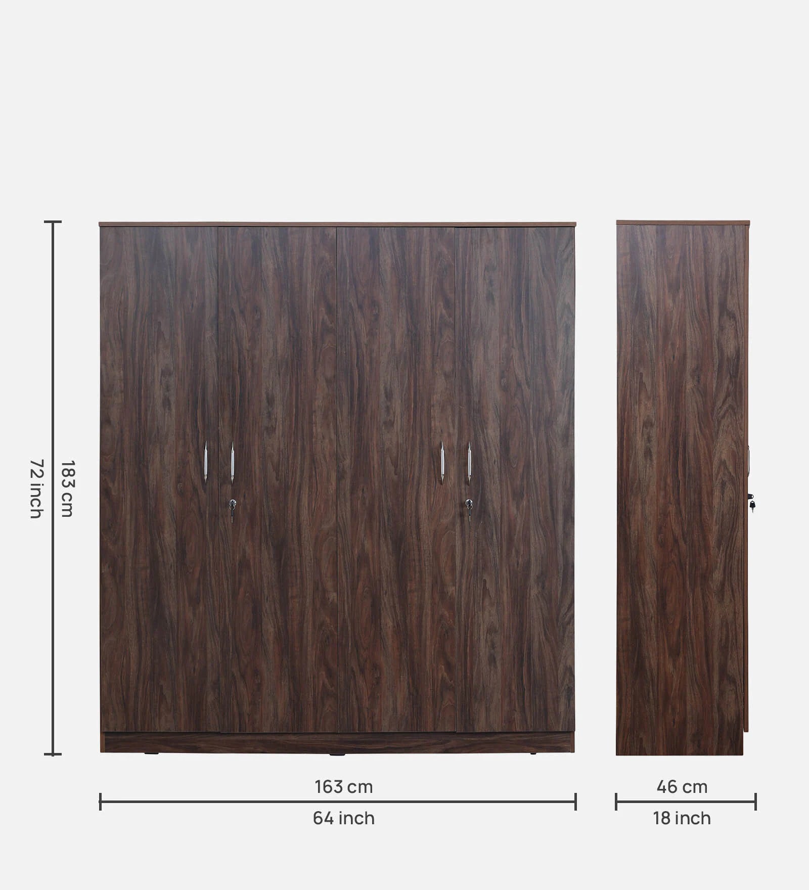 Natural Walnut Haven 4-Door Wardrobe