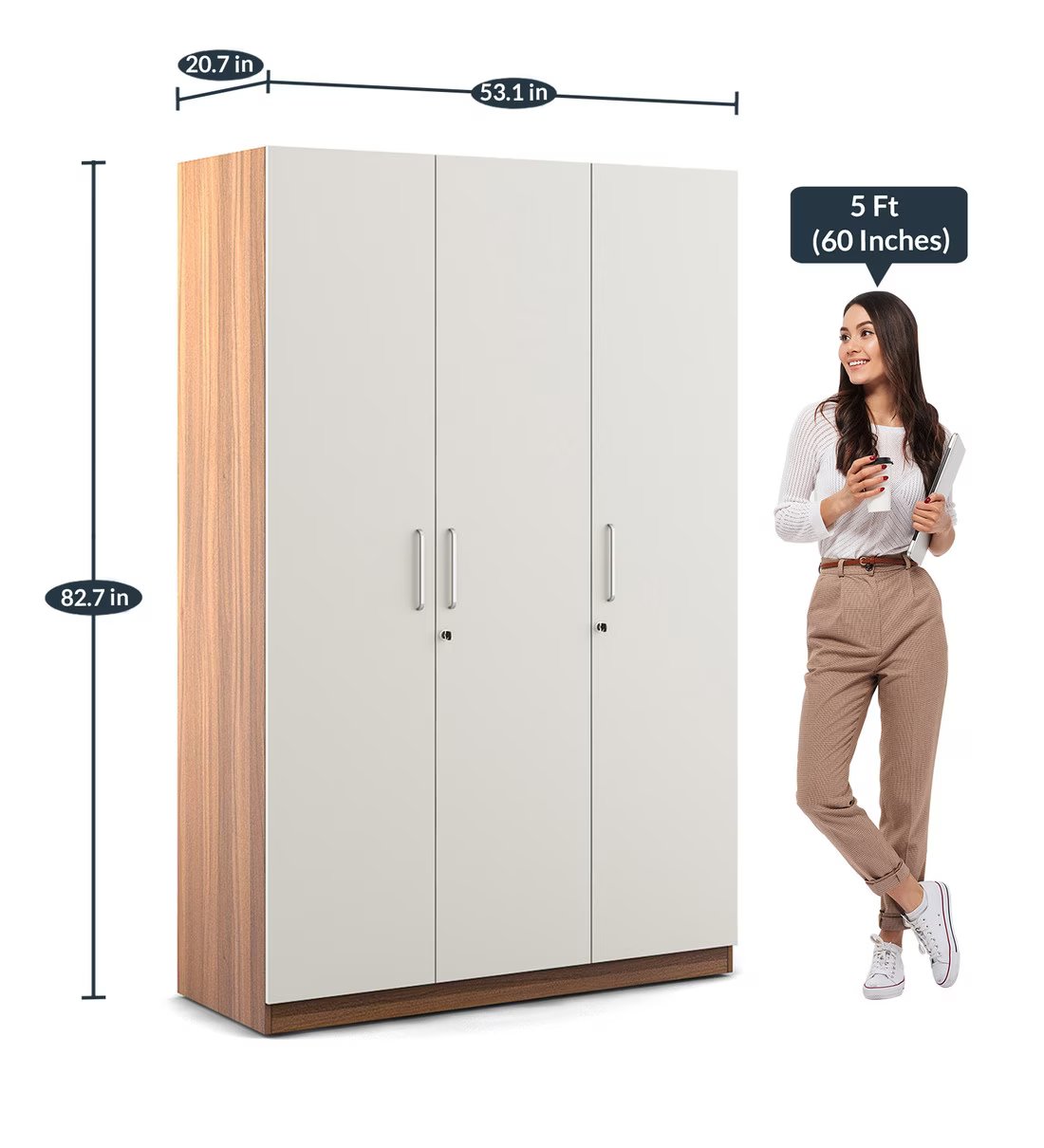 Ultima 3 Door Wardrobe in Frosty White Finish