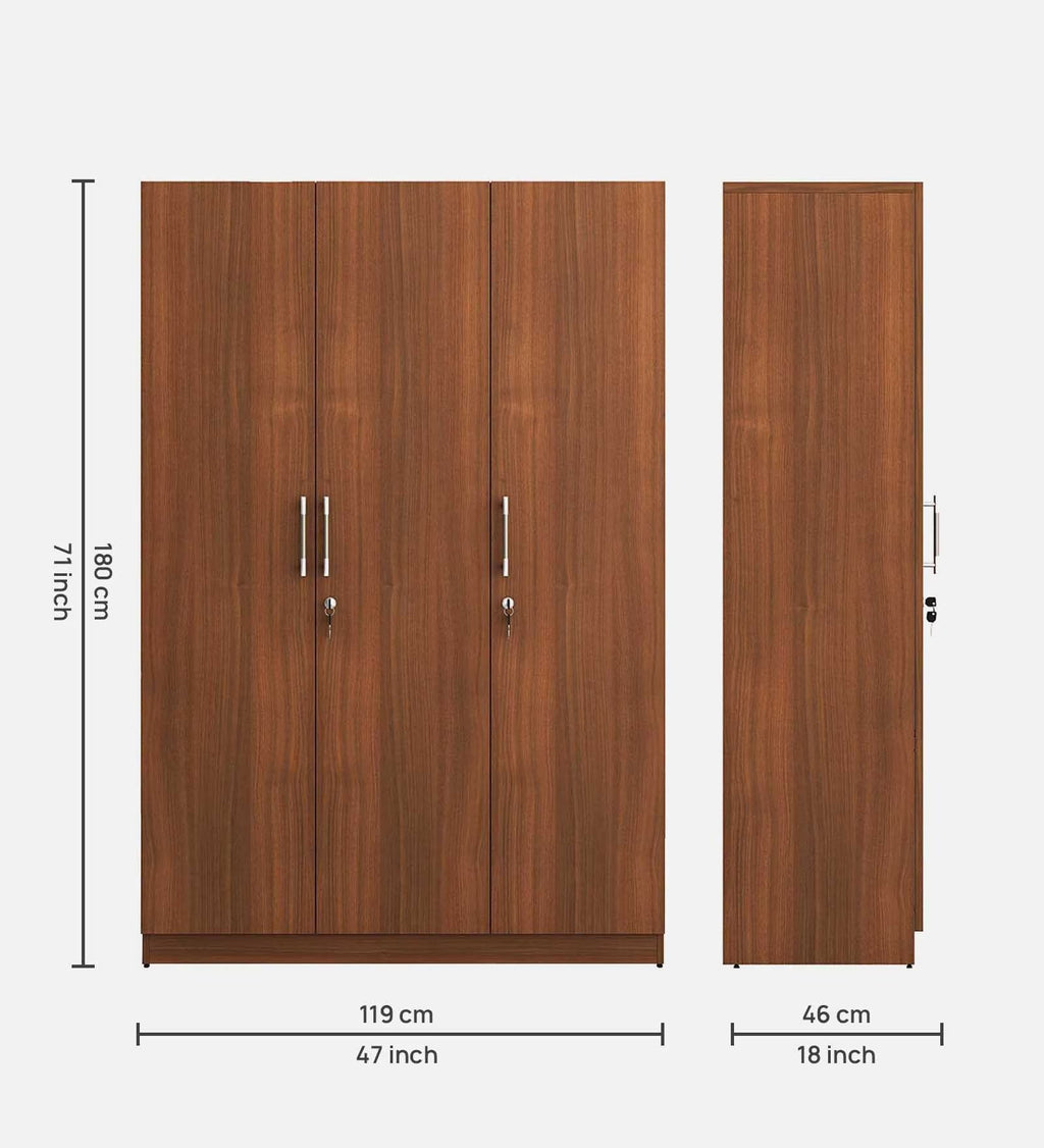 Walnut Elegance 3-Door Wardrobe