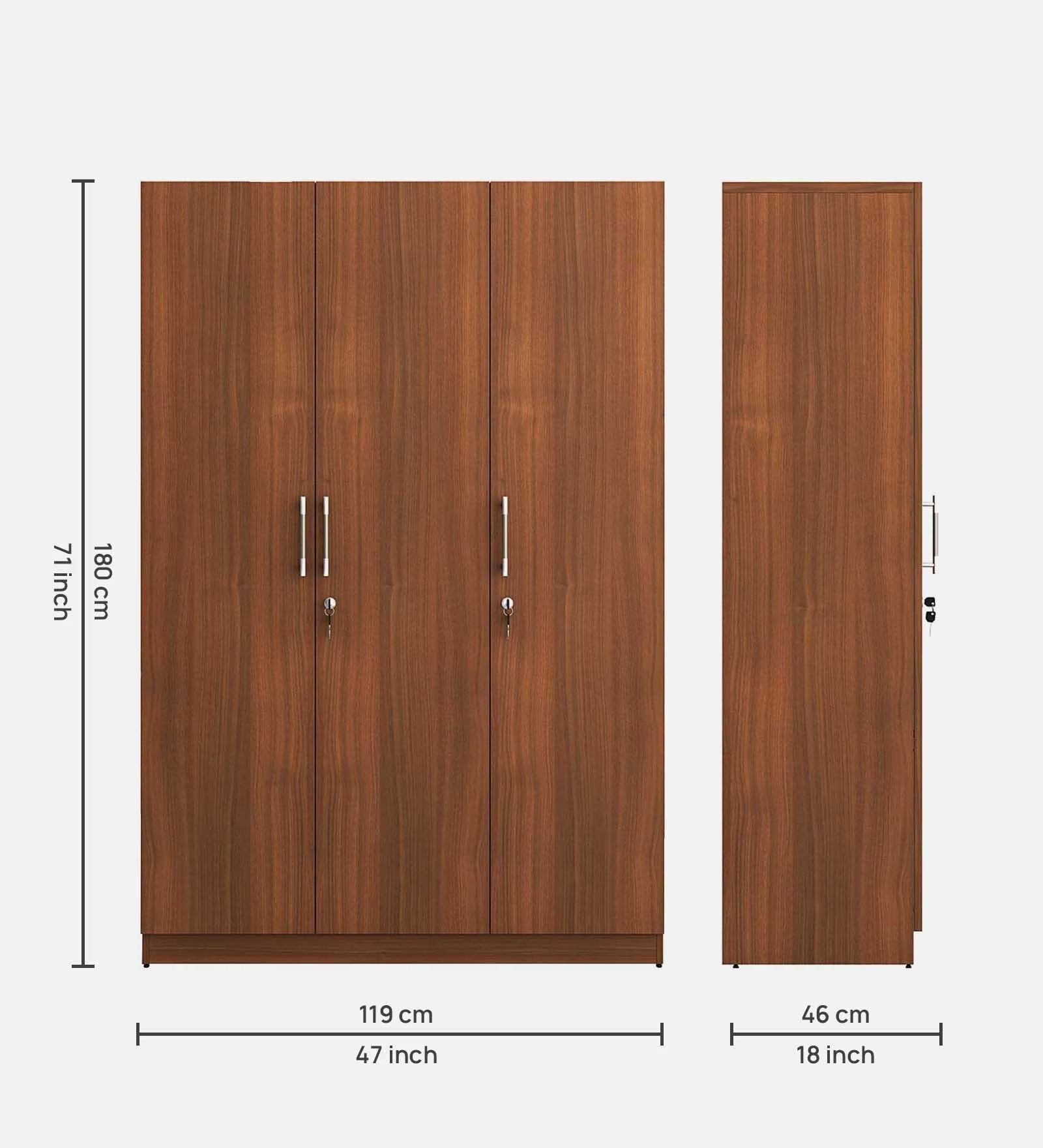 Walnut Elegance 3-Door Wardrobe