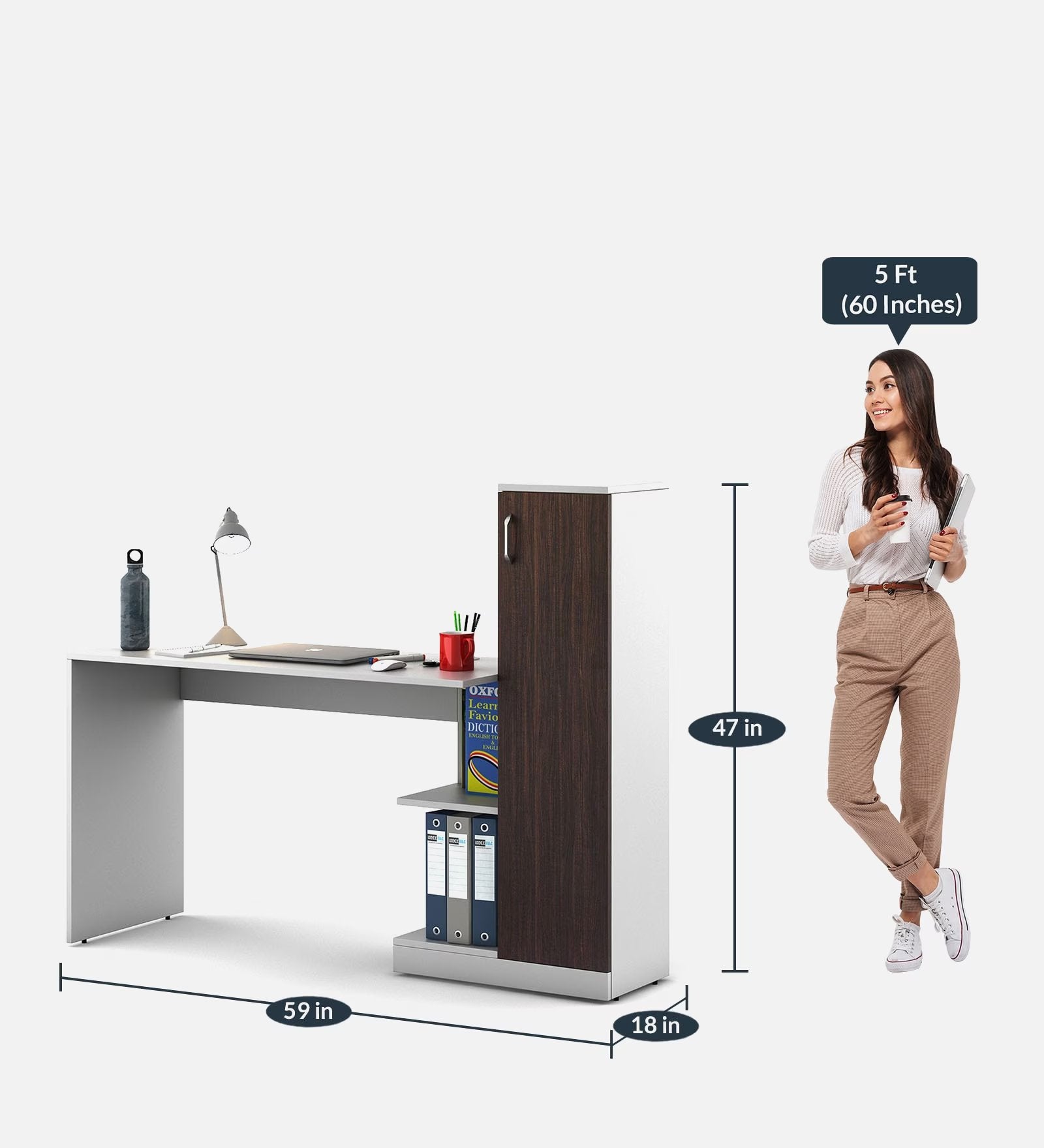 Frosty White and Dark Brown Fusion Writing Desk