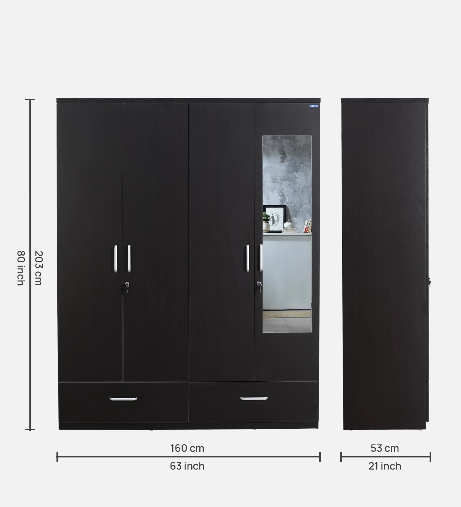 DarkGrain
Elegance 4-Door Wardrobe with Reflect