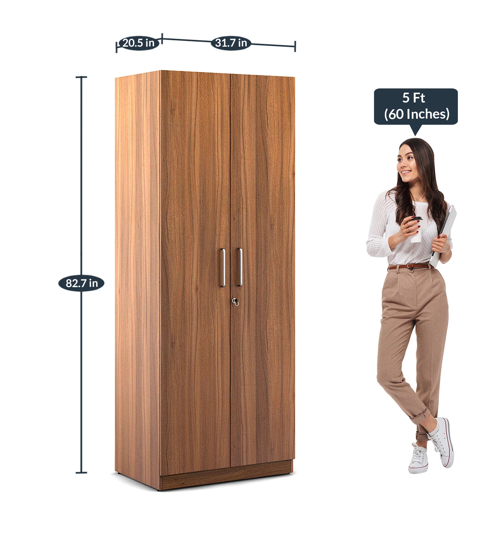 Teak Elegance 2-Door Wardrobe