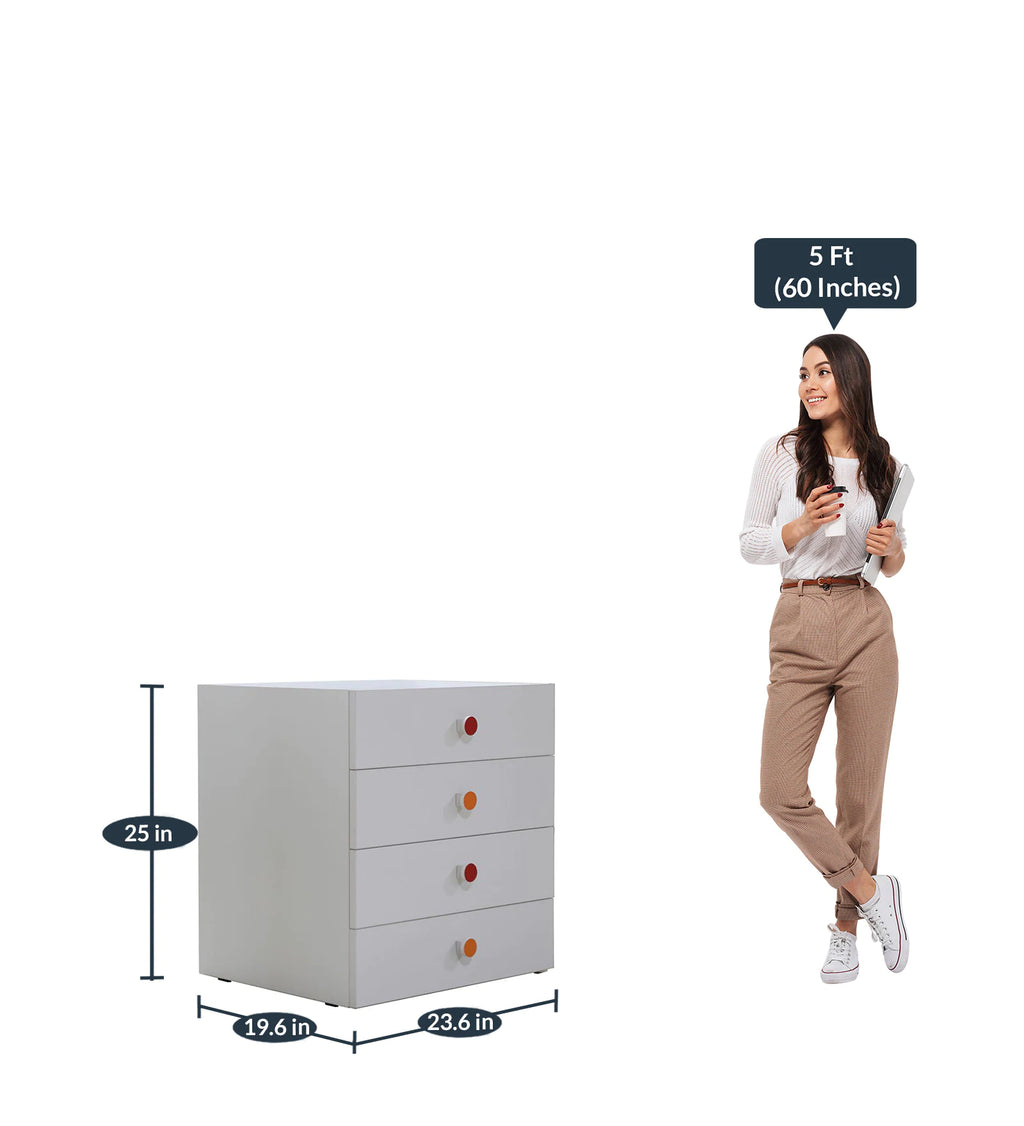 Storia Chest of Drawer in Frosty White Finish,