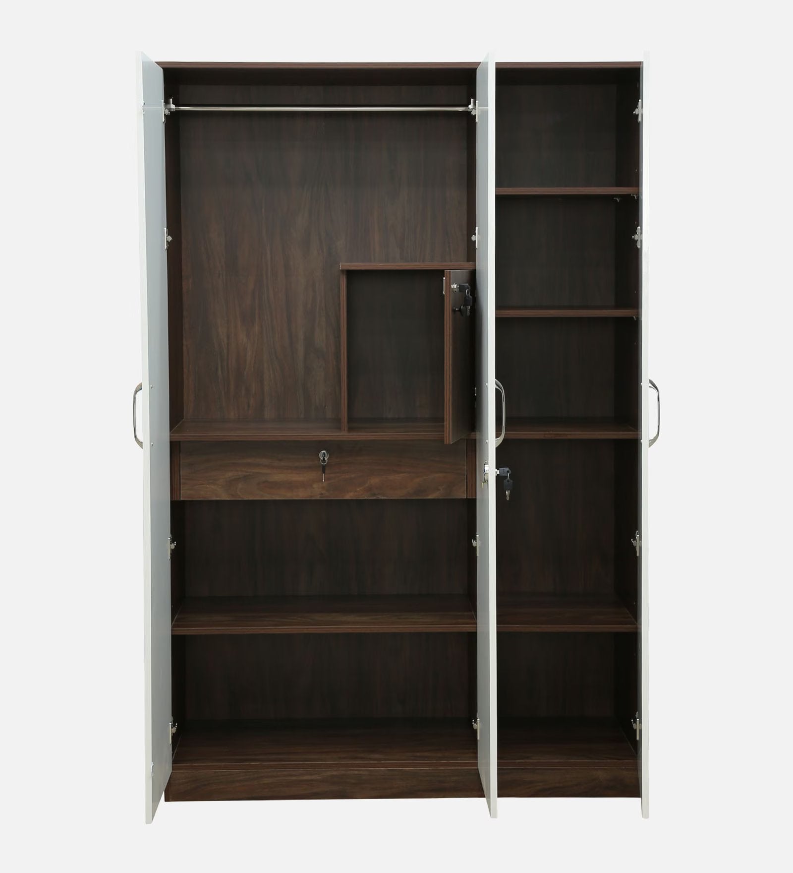 Larry 3 Door Wardrobe In Ivory & Wenge Finish,
