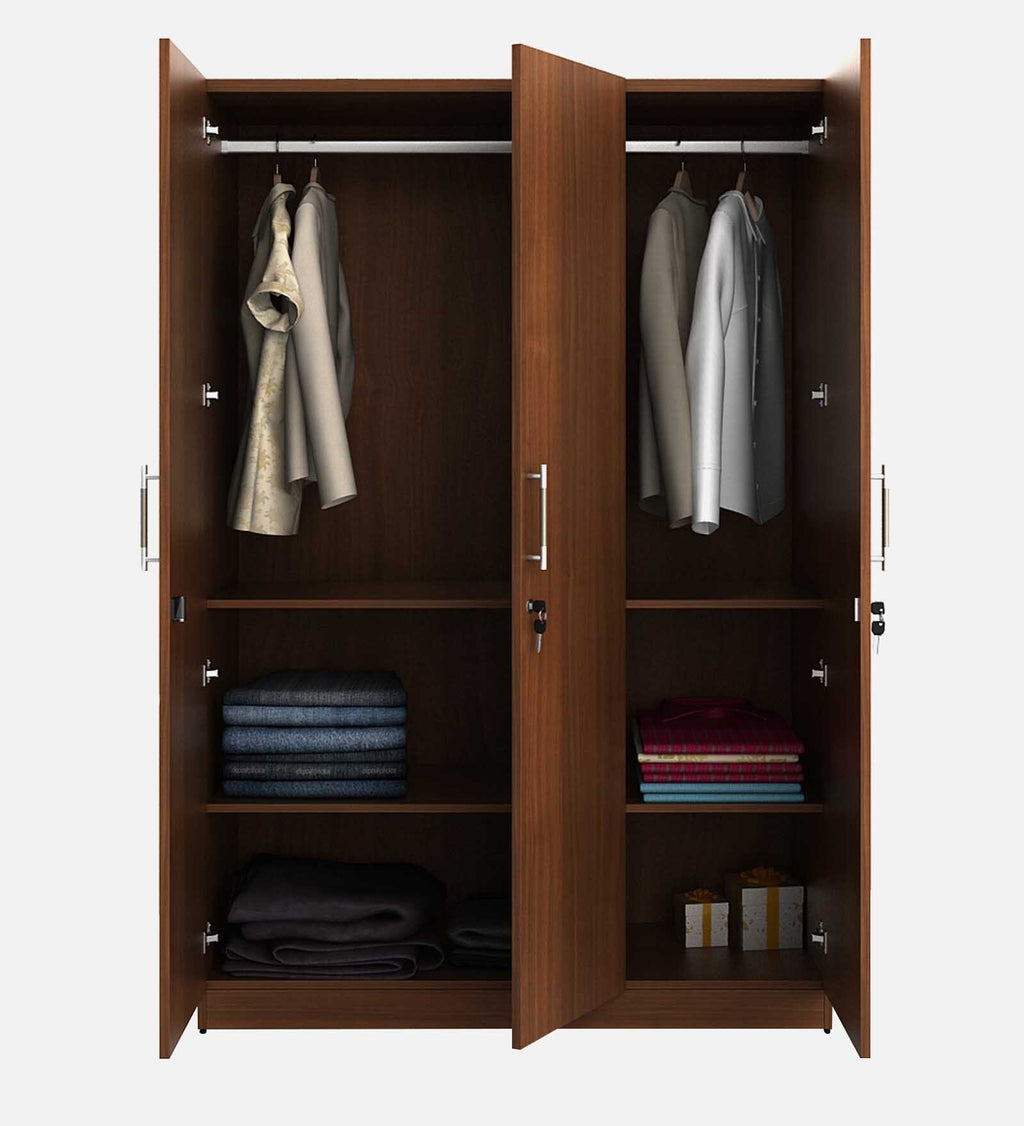 Walnut Elegance 3-Door Wardrobe