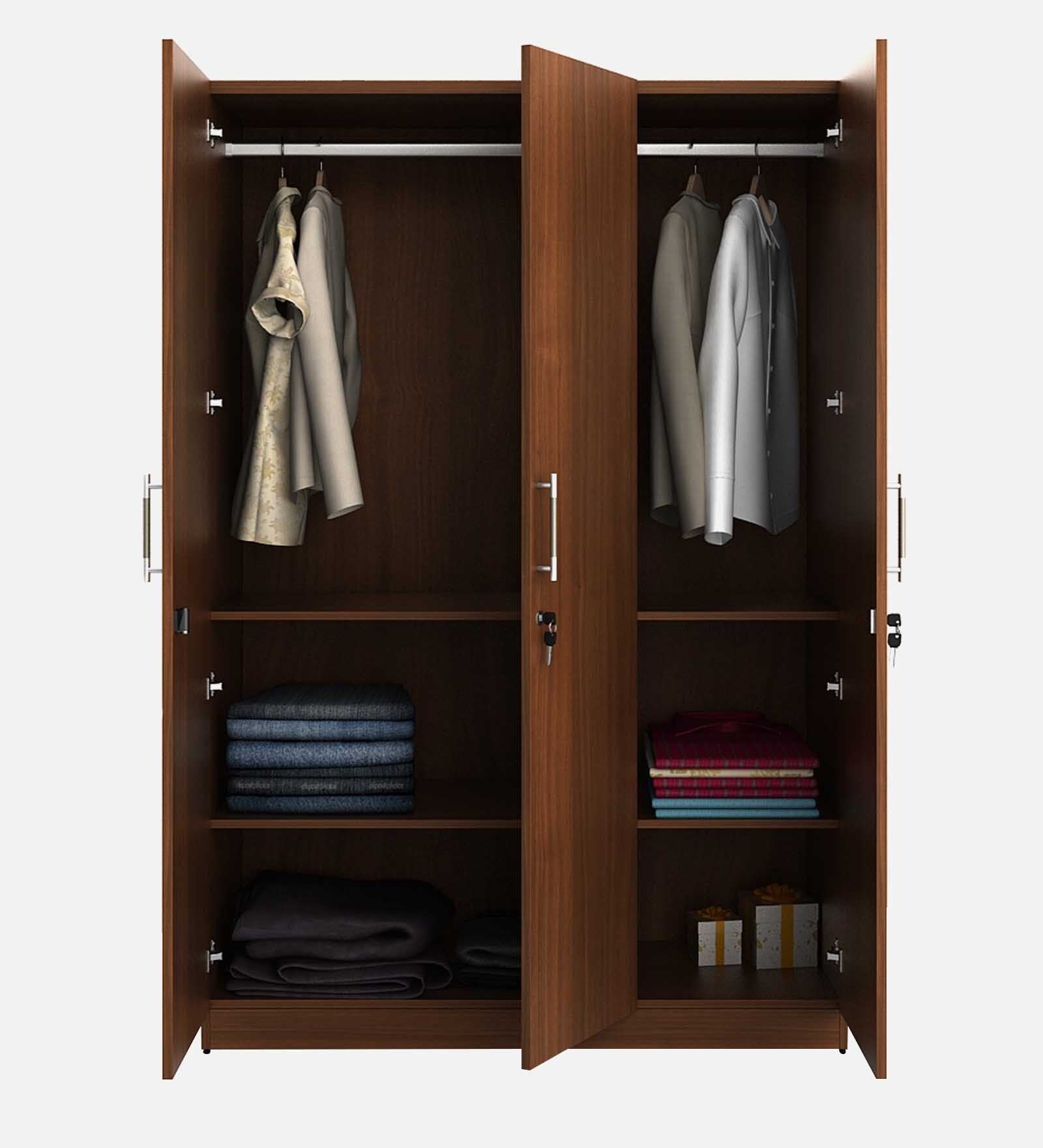 Walnut Elegance 3-Door Wardrobe