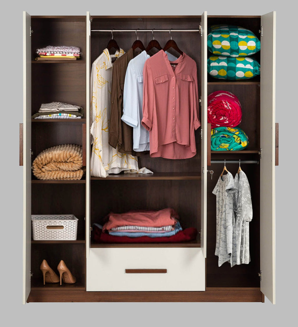 Reflective White 4-Door Wardrobe