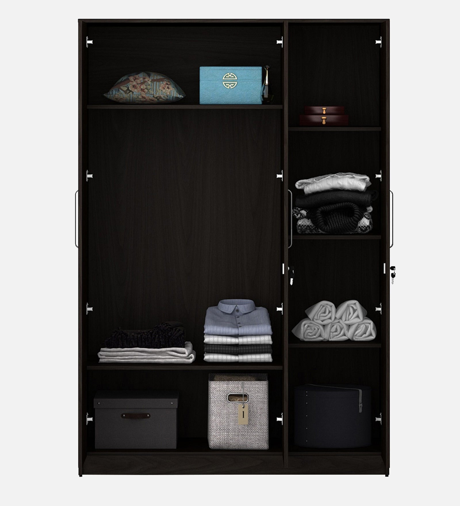 Wenge Secure 3-Door Wardrobe