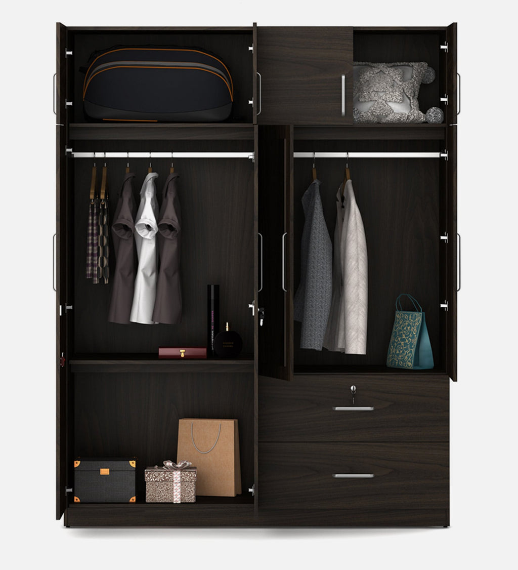 Urban Walnut Urbanite 4-Door Wardrobe with Loft, Mirror & Lock