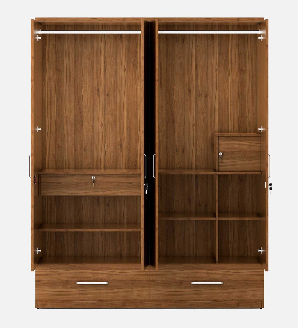 Natural Teak Lindenwood 4-Door Wardrobe
