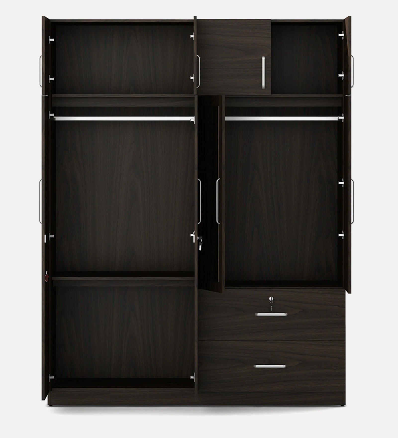 Urban Walnut Urbanite 4-Door Wardrobe with Loft, Mirror & Lock