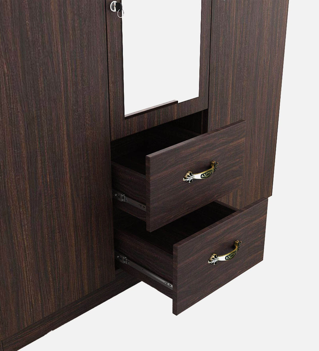 Choco Walnut Mirrorlux 3-Door Wardrobe
