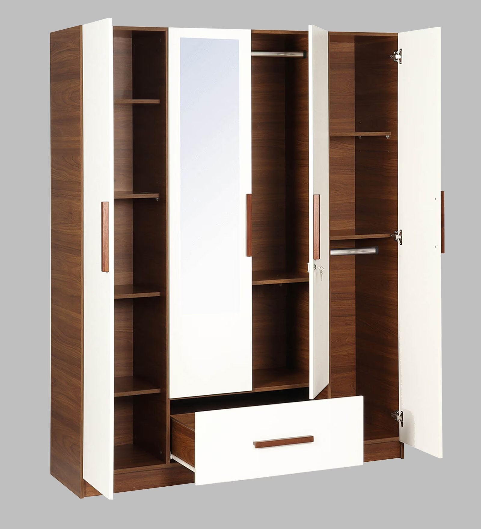 Reflective White 4-Door Wardrobe