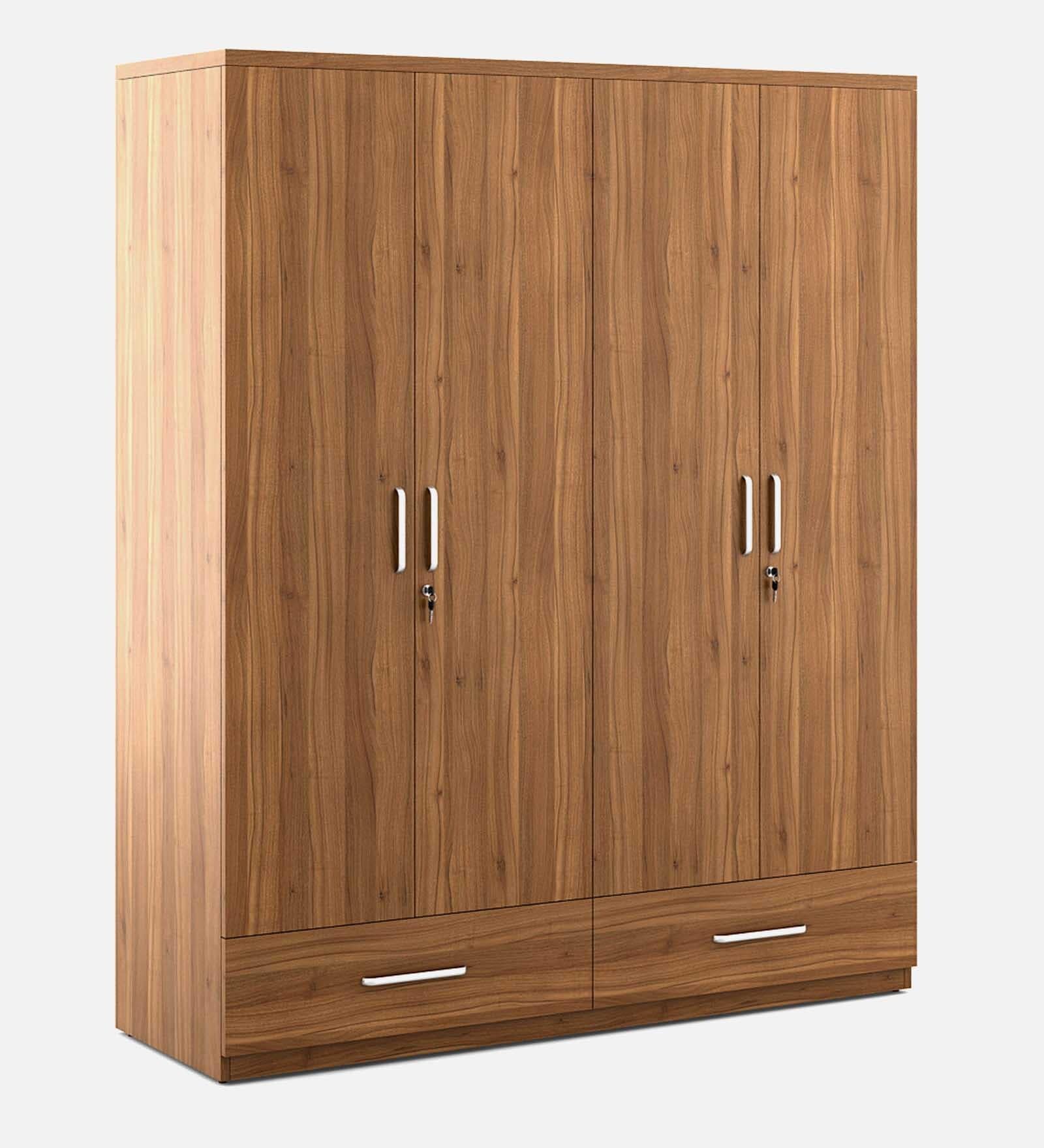 Natural Teak Lindenwood 4-Door Wardrobe