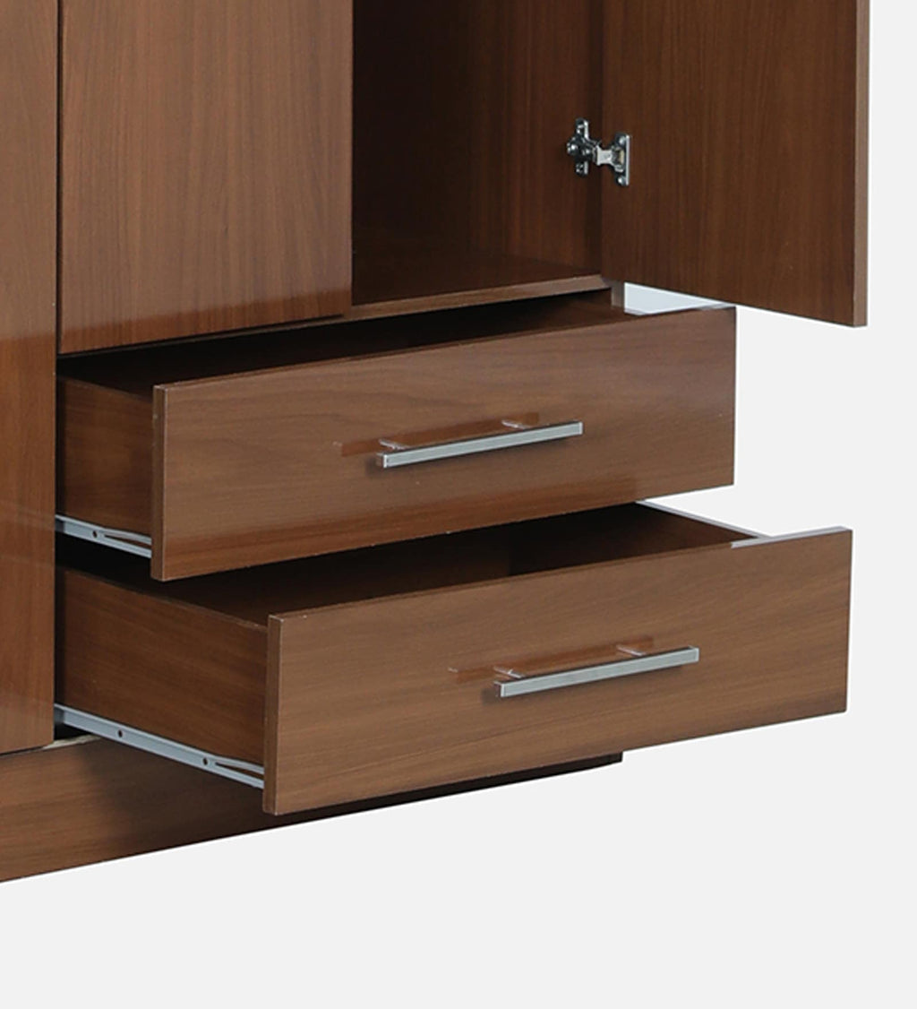 Glossy Teak Secure 4-Door Wardrobe