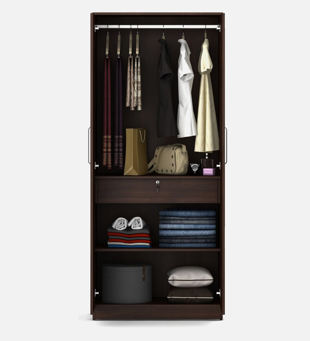 Regato Walnut Secure 2-Door Wardrobe with Reflect and Lock