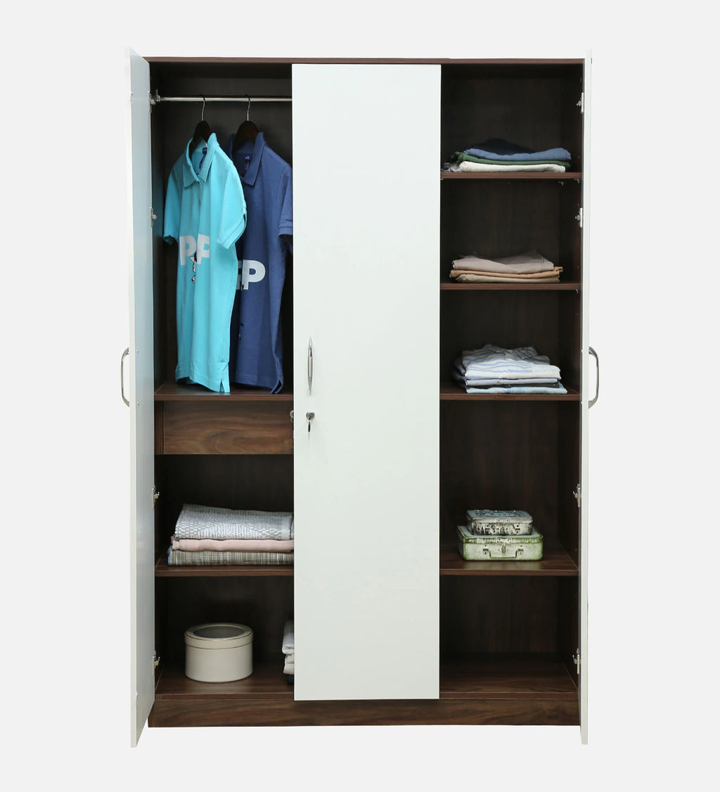 Larry 3 Door Wardrobe In Ivory & Wenge Finish,