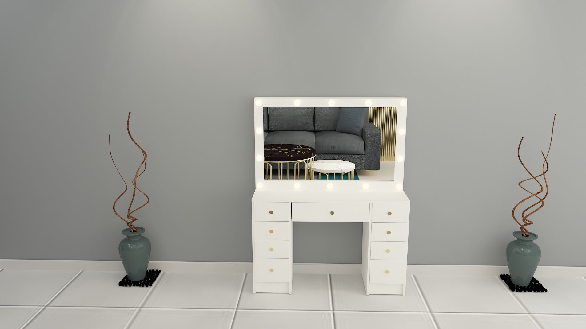 THE MAKEUP MUSE | MAKEUP VANITY WITH LED LIGHTS - Omaara