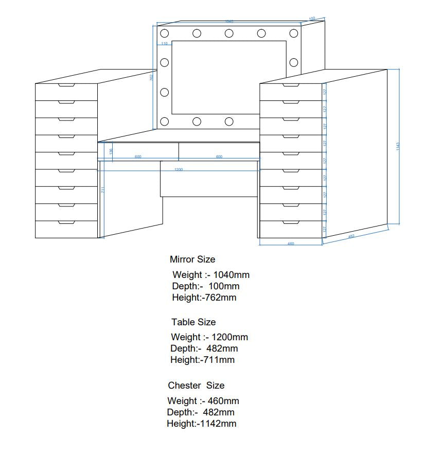 THE MAKEUP CASTLE | MAKEUP VANITY WITH LED LIGHTS - Omaara