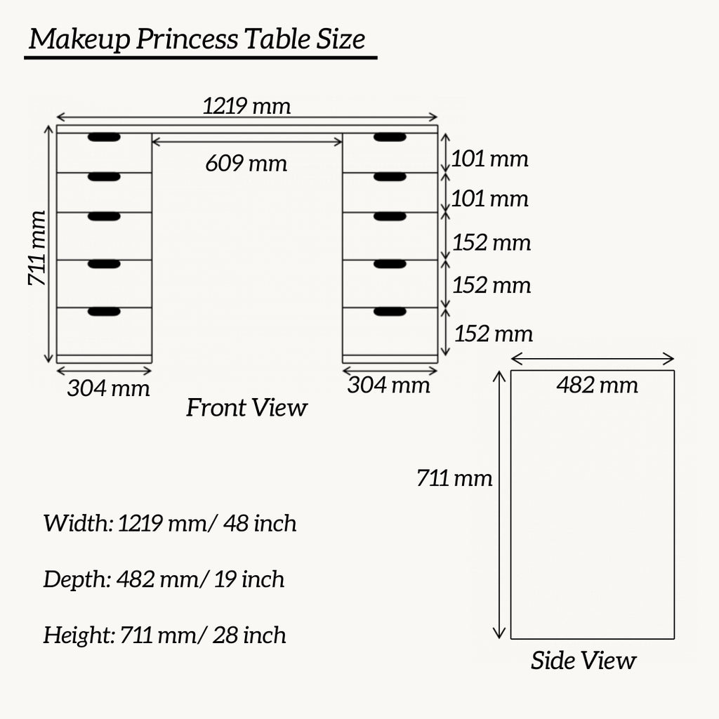 THE MAKEUP PRINCESS | MAKEUP VANITY WITH LED LIGHTS - Omaara