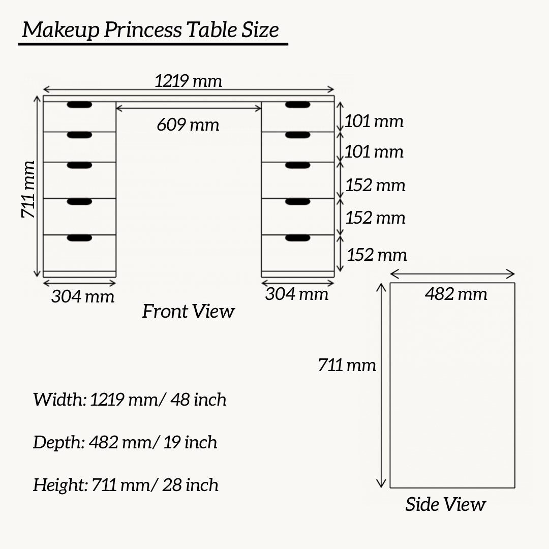 THE MAKEUP PRINCESS | MAKEUP VANITY WITH LED LIGHTS - Omaara