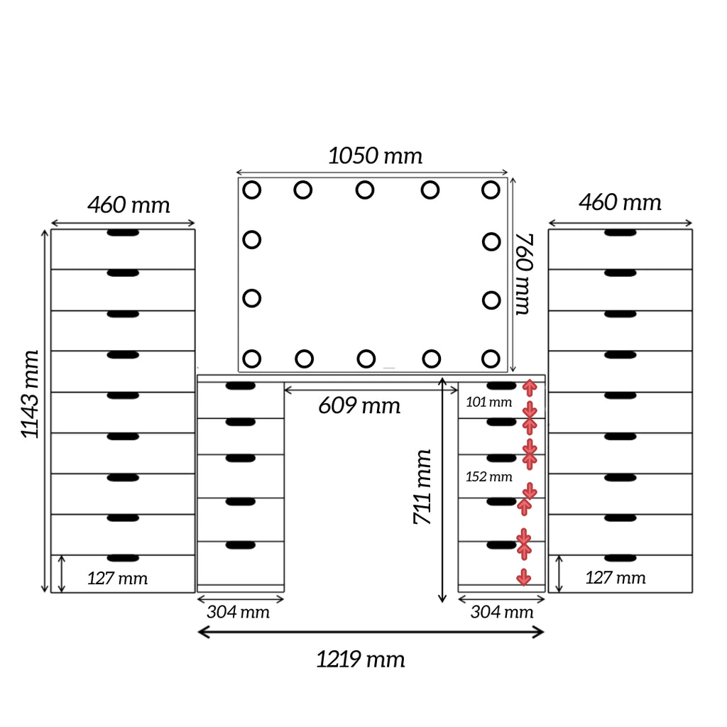 THE MAKEUP CITY | MAKEUP VANITY WITH LED LIGHTS - Omaara