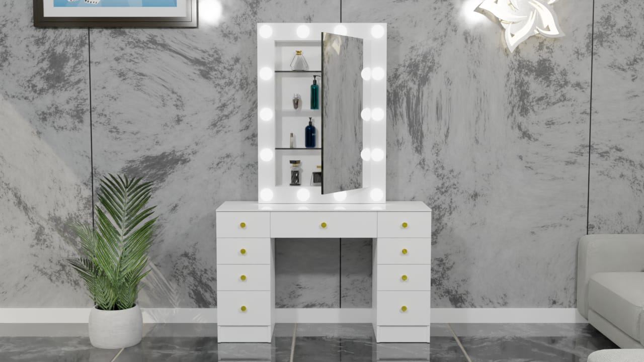 THE MAKEUP VIXEN | MAKEUP VANITY WITH LED LIGHTS - Omaara